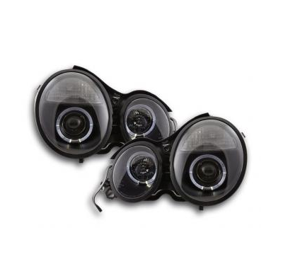 Faros Delanteros Set Angel Eyes Mercedes Clase E Modelo W210  95-98 Negro Fk Automotive