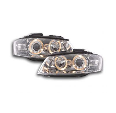 Faros Delanteros Angel Eyes Set  Audi A3 Modelo 8p  03-07 Cromado Fk Automotive