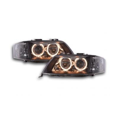 Faros Delanteros Angel Eyes Set  Audi A6 Modelo 4b  99-00 Negro Fk Automotive