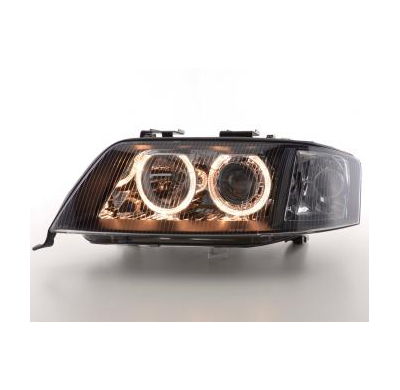 Faros Delanteros Angel Eyes Set  Audi A6 Modelo 4b  99-00 Negro Fk Automotive