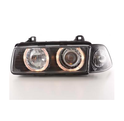 Faros Delanteros Angel Eyes Set  Bmw Serie 3 Coupe Modelo E36  92-98 Negro Fk Automotive