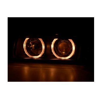 Faros Delanteros Angel Eyes Set  Bmw Serie 3 Sedan Modelo E36  92-98 Negro Fk Automotive
