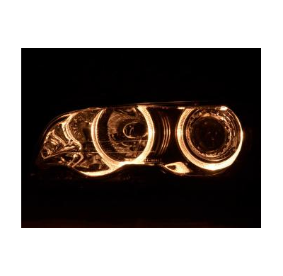 Faros Delanteros Angel Eyes Set  Bmw Serie 3 Coupe Modelo E46  98-01 Cromado Fk Automotive