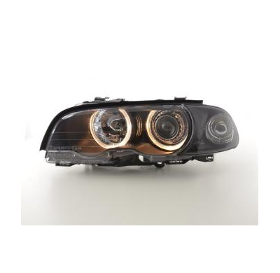 Faros Delanteros Angel Eyes Set  Bmw Serie 3 Coupe Modelo E46  98-01 Negro Fk Automotive
