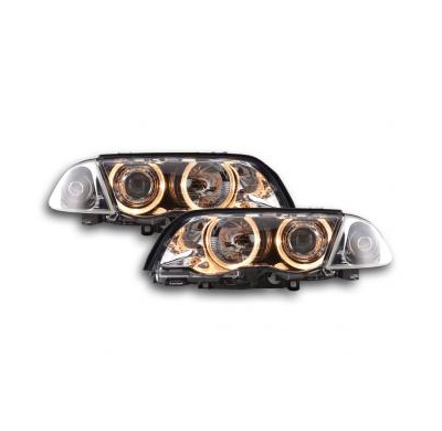 Faros Delanteros Angel Eyes Set  Bmw Serie 3 Sedan Modelo E46  98-01 Cromado Fk Automotive