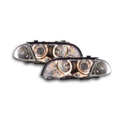Faros Delanteros Angel Eyes Set  Bmw Serie 3 Sedan Modelo E46  98-01 Cromado Fk Automotive