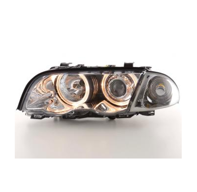 Faros Delanteros Angel Eyes Set  Bmw Serie 3 Sedan Modelo E46  98-01 Cromado Fk Automotive