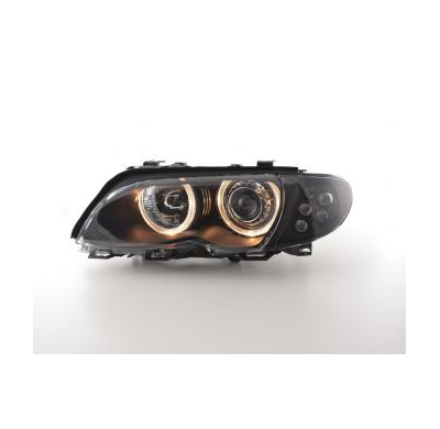 Faros Delanteros Angel Eyes Set  Bmw Serie 3 E46 Sedan  01-05, Negro Fk Automotive