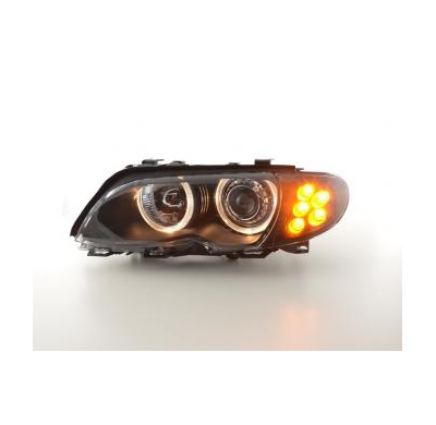 Faros Delanteros Angel Eyes Set  Bmw Serie 3 E46 Sedan  01-05, Negro Fk Automotive