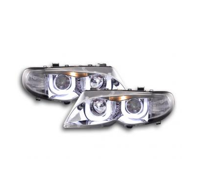 Faros delanteros Angel Eyes BMW serie 3 E46 sedan/Touring  02-05 cromado Fk automotive