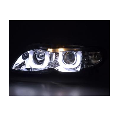 Faros Delanteros Angel Eyes Bmw Serie 3 E46 Sedan/Touring  02-05 Cromado Fk Automotive