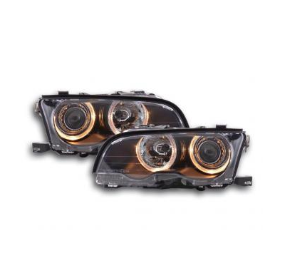 Faros Delanteros Angel Eyes Set  Bmw Serie 3 Coupe Modelo E46  01-03 Negro Fk Automotive