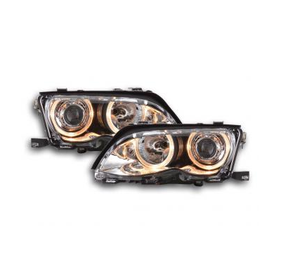 Faros Delanteros Angel Eyes Set  Bmw Serie 3 Sedan Modelo E46  01-03 Cromado Fk Automotive