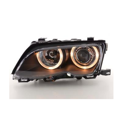 Faros Delanteros Angel Eyes Set  Bmw Serie 3 Sedan Modelo E46  01-03 Negro Fk Automotive