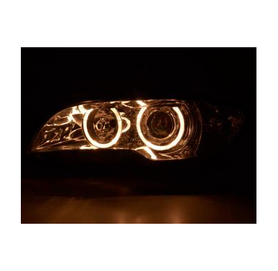 Faros Delanteros Angel Eyes Set  Bmw Serie 3 Coupe Modelo E46  03-05 Cromado Fk Automotive