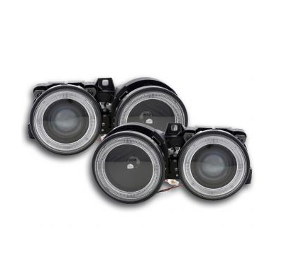 Faros Delanteros Angel Eyes Set Bmw Serie 3 E30, Negro Fk Automotive