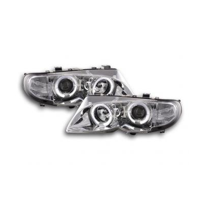 Faros Delanteros Set Angel Eyes Bmw Serie 3 E46 Sedan/Touring  02-05, Cromado Fk Automotive