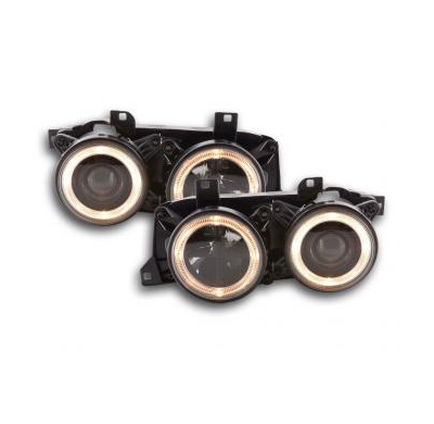 Faros Delanteros Angel Eyes Set  Bmw Serie 5 Modelo E34  88-94 Negro Fk Automotive