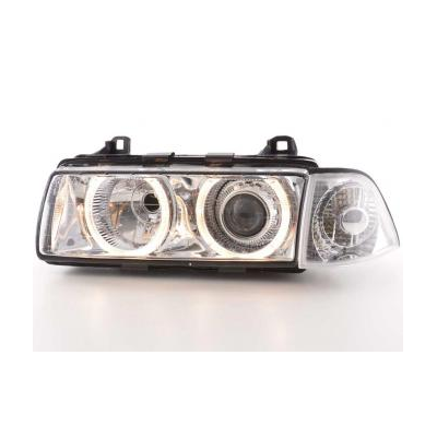 Faros Delanteros Xenon Angel Eyes Set Bmw Serie 3 Coupe Modelo E36  92-98 Cromado Fk Automotive