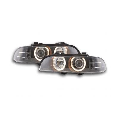 Faros Delanteros Angel Eyes Set  Bmw Serie 5 E39  95-00, Negro Fk Automotive