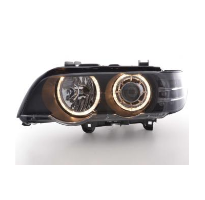 Faros Delanteros Angel Eyes Set  Bmw X5 E53  00-03, Negro Fk Automotive