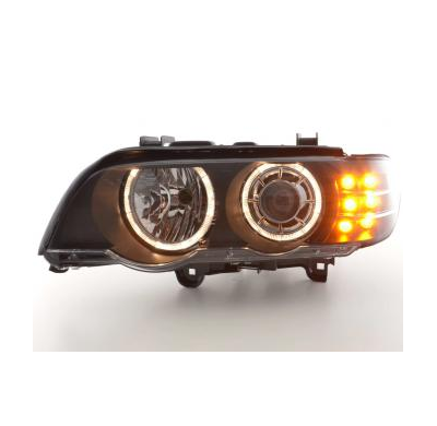 Faros Delanteros Angel Eyes Set  Bmw X5 E53  00-03, Negro Fk Automotive
