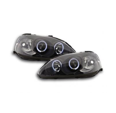Faros Delanteros Set Angel Eyes Honda Civic Coupe/Civic 4-Ptas.  99-00 Negro Fk Automotive