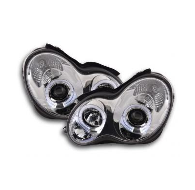 Faros Delanteros Set Angel Eyes Mercedes Clase C Modelo W203  00-07 Cromado Fk Automotive