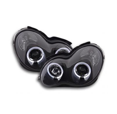 Faros Delanteros Set Angel Eyes Mercedes Clase C Modelo W203  00-07 Negro Fk Automotive