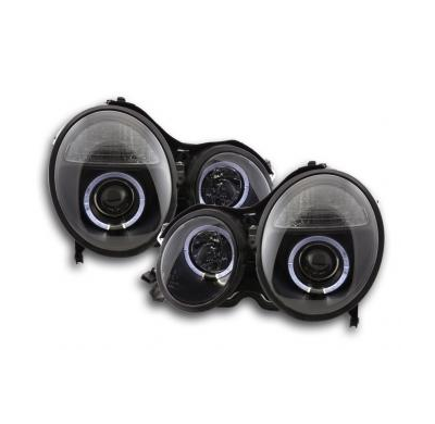 Faros Delanteros Set Angel Eyes Mercedes Clase E Modelo W210  99-01 Negro Fk Automotive