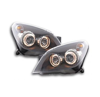 Faros Delanteros Angel Eyes Set  Opel Astra Modelo H  04-10 Negro Fk Automotive