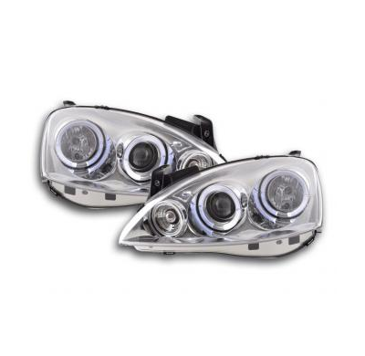 Faros Delanteros Set Angel Eyes Opel Corsa Modelo C  01-06 Cromado Fk Automotive
