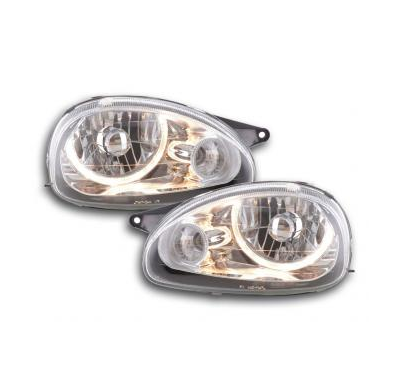 Faros Delanteros Angel Eyes Set Opel Corsa B  93-00 Cromado Fk Automotive Rhd