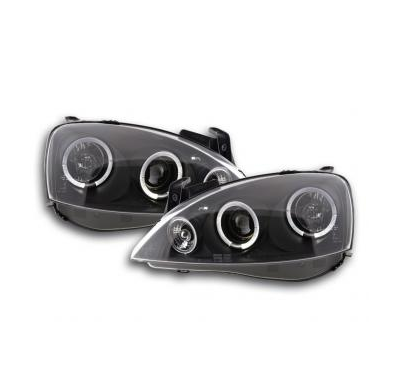 Faros Delanteros Set Angel Eyes Opel Corsa Modelo C  01-06 Negro Fk Automotive