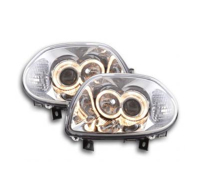 Faros Delanteros Angel Eyes Set Renault Clio Modelo B  98-01 Cromado Fk Automotive