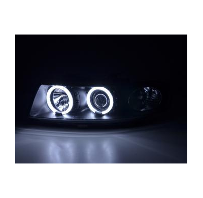 Faros Angel Eyes Ccfl Seat Leon (1m) Bj. 99-06 Negro Fk Automotive