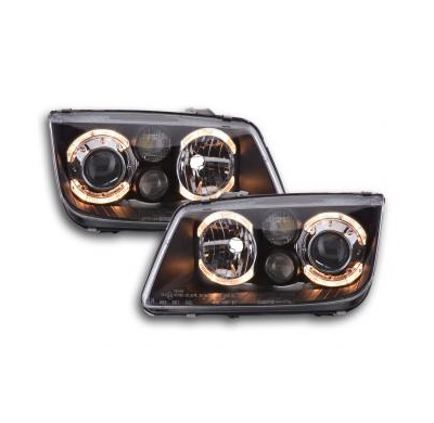 Faros Delanteros Angel Eyes Set  Vw Bora Modelo 1j  98-04 Negro Fk Automotive