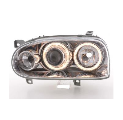 Faros Delanteros Angel Eyes Set  Vw Golf 3 Modelo 1hxo, 1 Exo  91-97 Cromado Fk Automotive