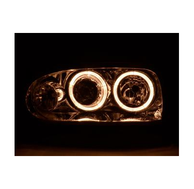 Faros Delanteros Angel Eyes Set  Vw Golf 3 Modelo 1hxo, 1 Exo  91-97 Cromado Fk Automotive