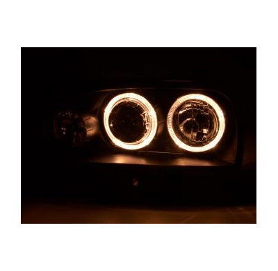 Faros Delanteros Angel Eyes Set  Vw Golf 3 Modelo 1hxo, 1 Exo  91-97 Negro Fk Automotive