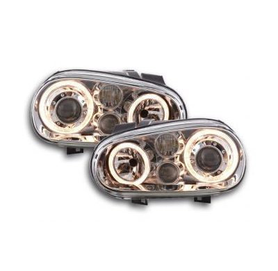 Faros Delanteros Angel Eyes Set  Vw Golf 4 Modelo 1j  98-03 Cromado Fk Automotive