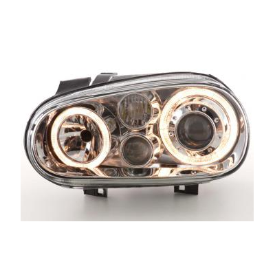 Faros Delanteros Angel Eyes Set  Vw Golf 4 Modelo 1j  98-03 Cromado Fk Automotive
