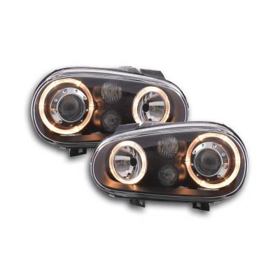 Faros Delanteros Angel Eyes Set  Vw Golf 4 Modelo 1j  98-03 Negro Fk Automotive
