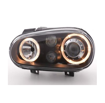 Faros Delanteros Angel Eyes Set  Vw Golf 4 Modelo 1j  98-03 Negro Fk Automotive
