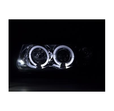 Faros Delanteros Set Angel Eyes Vw Polo Modelo 6n  94-99 Cromado Fk Automotive