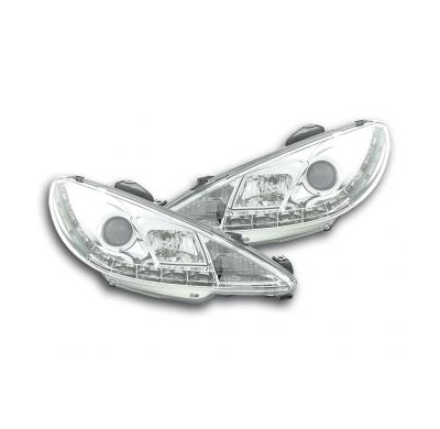 Faros Delanteros Luz Diurna Set Peugeot 206  98- Cromado Fk Automotive