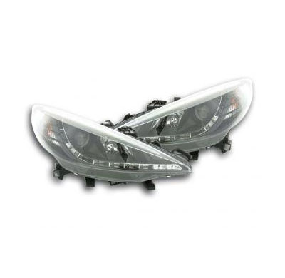 Faros Delanteros Luz Diurna Set Peugeot 207  06- Negro Fk Automotive