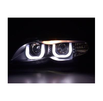 Faros Delanteros Luz Diurna Set Bmw Serie 3 E46 Sedan/Touring  02-05, Negro Fk Automotive