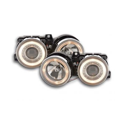 Faros Delanteros Angel Eyes Set  Bmw Serie 3 Modelo E30 2/4 Ptas.  87-91 Cromado Fk Automotive