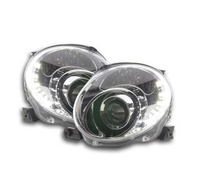 Faros Delanteros Luz Diurna Set Fiat 500  07- Cromado Fk Automotive